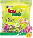 Colombina Bon Bon Bum Lollipops w/Bubble Gum Center, Assorted Sour Mix, Individually Wrapped, Ideal for Party Favors and Gifts, 1 Pack (10 Count)