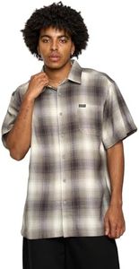 G-Style USA Western Casual Plaid Short Sleeve Button Up Shirt SS30 - Grey - 5X-Large