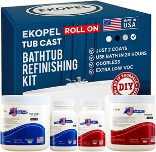 Tub Cast Roll On Bathtub Refinishing Kit by Ekopel – Primer + Top Coat Included – DIY Tub & Tile Reglazing Kit – Bright White Gloss Finish – Longest Lasting PRO/DIY Reglazing Bathtub Paint - Odorless Low VOC Tub Paint Kit – Made in USA (2 Pack Bathtub W/Surround)