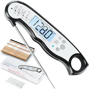 Digital Meat Thermometer, Waterproof Instant Read Food Thermometer for Cooking and Grilling, Kitchen Gadgets, Accessories with Backlight & Calibration for Candy, BBQ Grill, Liquids, Beef, Turkey…