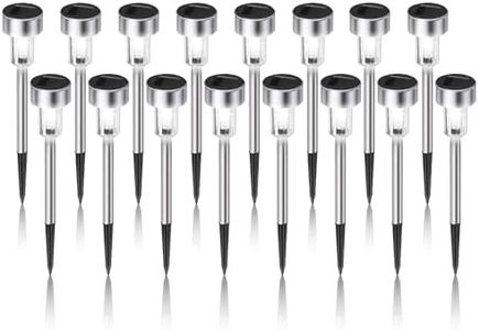 Dream Master Solar Lights Outdoor Waterproof, Stainless Steel LED Landscape Lighting, Solar Garden Lights, Outdoor Decorations for Yard, Pathway, Walkway, Patio, Lawn - 16 Pack (Cold White)