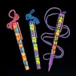 Fun Express - Bright Hibiscus Pen On A Rope Plastic (12 Pieces)