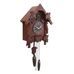 CHRONIKLE Decorative Hut Style Wooden Case Analog Cuckoo Musical Wall Clock for Living Room Home Decorations Office Gifts (Size: 37 x 17 x 47 CM | Weight: 2255 Gram | Color: Brown)