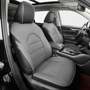 EKR Highlander Seat Covers for Toyota Highlander 2014 2015 2016 2017 2018 2019,2nd Row 40/60 Split,Car Seat Protectors for Trucks,Waterproof Leather Car Seat Cover Full Set-Faux Leather(Gray)