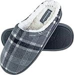 DUNLOP - Mens Warm Plush Fleece Lined Slip On Mule Checked Plaid House Slippers (10 UK, 7179 Grey)