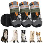 Eyein Dog Boots Paw Protector - Summer Hot Pavement Dual Adjustable & Washable Non-Slip Dog Shoes with Reflective Strip for Injured Paws, Breathable Dog Walking Boots for Small Medium Large Dogs（4pcs）