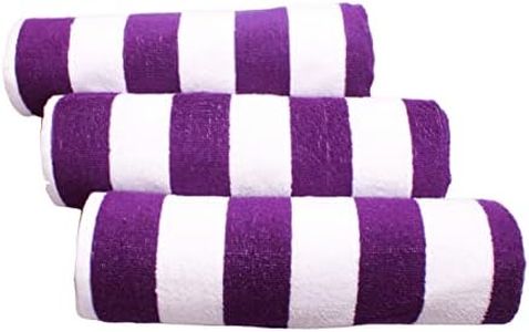 THARUNSHA ELITE Pure Cotton 500 GSM Large Size Terry Towel/Bath Towel/Beach Towel/Hair Towel/Gym Towel/Swimming Pool Towel - Set of 3 pc(140 cm x 70 cm) Cabana Purple Set -3