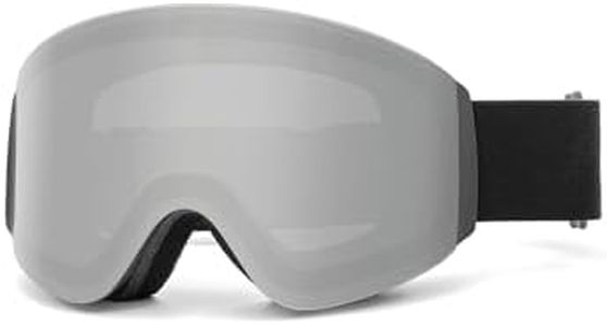 YondestStars Flip Up Ski Goggles, OTG Snow Goggles, Clamshell Anti Fog UV Protection Interchangeable Lens, Snowboard Goggles for Adult Men Women Youth - Silver Lens(VLT 10%)