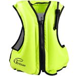 Faxpot Inflatable Life Jacket Adult Swimming Vest for Snorkeling Suitable 80-220 Lbs (Green)