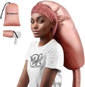 TEPENAR Hair Dryer Bonnet Attachment: Upgraded Extra Large Hooded Dryer Adjustable Hair Dryer Caps - Easy to Use for Natural Curly Textured Hair Care Styling Fast Drying - Rose Gold