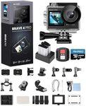 AKASO Brave 4 Pro 4K30 Action Camera with 256GB MicroSD U3 Card 131FT Underwater Waterproof Camera EIS Touch Screen Remote Control with 2x1350mAh Batteries and Helmet Accessories Kit Bundle