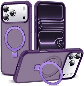 SKYLMW Compatible with iPhone 17 Pro Max Case with Invisible Magnetic O-Ring Stand Military-Grade Translucent Case for iPhone 17 ProMax 6.9" [Compatible with Mag-Safe][Great Grip Feeling], Purple