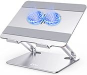 EPN Laptop Stand, Adjustable Laptop Riser with USB Cooling Fan, Ergonomic Computer Stand for Desk, Compatible with MacBook Pro Air, Dell, HP, Lenovo, More 9-16" Laptops, Aluminium Silver