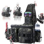 Fishing Tackle Bag, Augot Fishing Bag Backpack with Rod Holder, Waterproof Fishing Tackle Bag Multifunctional Outdoor Sling Fishing Gear Bag Breathable Storage Tackle Bag for Fishing Hiking Camping