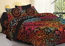 Indian Hippie Gypsy Home Decor Tapestry Boho Quilt Cover Throw Blanket Cotton Reversible Queen Tie & Die Mandala Duvet Cover Comforter Set (Multicolor) (Multi) (Multi)