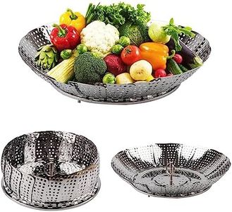 ValueHall Vegetable Steamer Basket Stainless Steel Steamer Basket Folding Vegetable Steamer Insert with Handle, Adjustable Expandable Petals Fit Various Size Pot (5" to 9") V7040-1