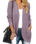 Jhsnjnr Fall Fashion Women 2022 Casual Chunky Knit Cardigan Trendy Open Front Sweaters Purple