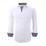 ALEX VANDO Mens Dress Shirts Regular Fit Long Sleeve Men Shirt,L19-White,L