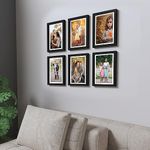 Amazon Brand - Solimo Set Of 6 Photo Frames With Mount Paper (6 X 8 Inch - 6), Black, Wall mount, Rectangular