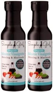 Simple Girl Organic Balsamic Vinaigrette - 12 oz each - 2 Pack - Low Sugar Salad Dressing and Marinade -Certified Organic - Gluten Free - Vegan - Low Calorie - Fat Free - NO MSG - Diet Friendly