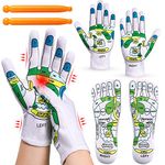 Makingtec Acupressure Reflexology Tools Set - 4 Pcs - Socks And Gloves,Tutorial Reflexology Gloves With Massage Sandal,Pain Relief Acupuncture Socks For Foot Massage ¼ Beginner Acupoint Massage Tools