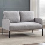 chairus 2 Seater Settee Modern Linen Loveseat Sofa Upholstered Living Room Armchair Couch with Metal Legs (Gray)