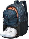 DAFISKY Basketball Backpack, Basketball Bag with Ball Holder Shoes Compartment, Sports Equipment Bag for Soccer Ball, Volleyball, CamoBlue