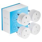 UPXNBOR Smart Plug WiFi Outlet, Works with Amazon Alexa, Google Home, Wireless Smart Socket with Energy Monitoring, Timer & APP Remote Control, 2.4GHz Wi-Fi Only, 13A (4 Pack)