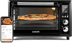 Cosori Air Fryer Toaster Oven Combo Smart 12-in-1 Countertop Dehydrator, 100 Recipes and Accessories Included, Work with Alexa, 30l, Wifi-black