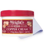 Wright's Copper and Brass Cream Cleaner - 8 Ounce with Polishing Cloth - Gently Cleans and Removes Tarnish without Scratching