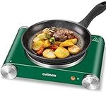 Cusimax Hot Plate Portable Electric Single Burner Cast Iron Heating Plate,1500W with 7 Adjustable Temperature Control Stainless Steel Non-Slip Rubber Feet,Compatible for All Cookwares