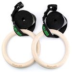 MUEUSS Gymnastic Rings, Smooth Rings with Adjustable Straps, Fitness Rings, Exercise Rings, Heavy Duty Gym Equipment for Training Workout, Strength Training, Gymnastics, Olympic, Pull-Up, S