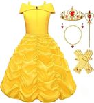 Avady Girl's Princess Costume Fancy Up Beauty Beast Role Play Yellow Dress Yellow 4T 5T