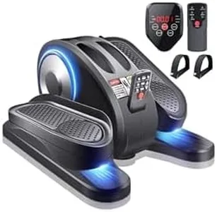 ESL Under Desk Elliptical - Portable Leg Exerciser for Seniors, Compact Seated Elliptical with Remote Control, LCD Display Electric Elliptical Trainers for Home, Silver