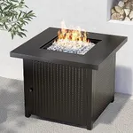 Grand Patio Outdoor Gas Fire Pit Table 30-Inch Square Propane Gas Fire Pit CSA Safety Approved 50000BTU with Tabletop, Removable Lid, and Lava Rock for Garden, Backyard, and Deck Parties