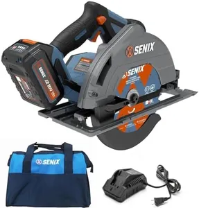 SENIX X2 20V Max* 7-1/4" Cordless Circular Saw, 4200RPM Brushless Motor, Led Work Light, 55 Degree Bevel, 4.0Ah Battery, Charger & Storage Bag Included (PSCX2-M3)