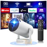 Mini Projector, Short Throw Projector Support 4K WiFi 6 Android TV 11.0, Portable Bluetooth Projectors with Auto Keystone, 220° Rotation, Built-in Speaker for Bedroom Home Theater Outdoor Movies