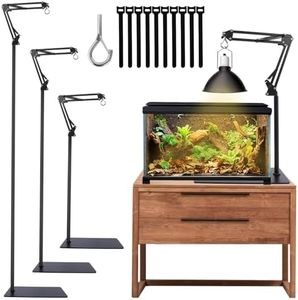 MECESOR Reptile Lamp Stand Adjustable Height 15.7-73.6inch with 360°Adjustable Swing Arm Heat Lamp Stand Plant Floor Light Holder for Bearded Dragon Turtles Snake and Chicks