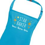 Spoilt Rotten Aqua Blue Star Design Childrens Apron Junior Size 7-10 Years Personalised with Any Name Custom Printed Star Baker (Aqua Blue)