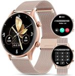 WalkerFit Slim Smart Watches for Women - Round Smart Watch for Women, Make/Answer Call Waterproof Fitness Watch with Pedometer, Blood Pressure Heart Rate Monitor Compatible with Android/iOS, Rose Gold