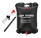 ARSUK Camping Shower 20L, Portable & Solar Heated Travel Shower Bag with 45°c Removable Hose 35.8 x 24.2 x 4 cm, 400 grams -Black