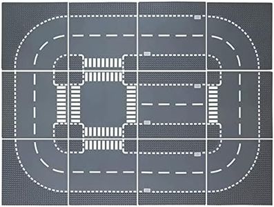 LucineX Road Base Plates for City Building Block,12 Street Plates, Attached with 24 Double-Sided Tapes, 10inchx10inchRoad Baseplates Street, Each Piece of Block is Individually Packaged