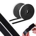 39 Feet Length 1 Inch Hook and Loop Tape with Strong Adhesive - Velcro Strips Double Sided Velcro Tape Heavy Duty Industrial Fastener Mounting Tape for Organizing, Hanging - Strong Fastening Solution (Black-Hook Loop Tape 468" x 1")