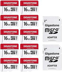 Gigastone 16GB 10-Pack Micro SD Card, Camera Plus, MicroSDHC Memory Card for Wyze Cam, Security Camera, Full HD Video Recording, UHS-I U1 Class 10, up to 85MB/s, with MicroSD to SD Adapter