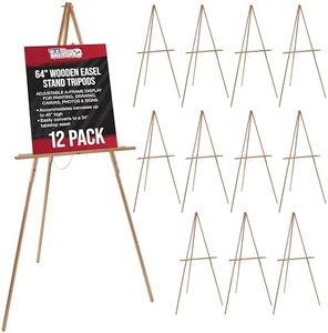 US Art Supply Torrey 64 inch High x 27-1/2 inch Wide Wooden Tripod Display Floor Easel & Artist Easel, Adjustable Tray Chain (1-Easel)