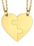 Best Friend Necklace for 2 Stainless Steel 18K Gold Plated Love Heart Puzzle Pieces Pendant