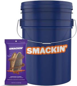 SMACKIN' Sunflower Seeds, Roasted Jumbo Small-Batch, American Made - Cinnamon Churro. 1.5oz bags (54 Pack Bucket)