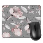 Yeuss Flower Rose Mouse Pad Rectangular Non-Slip Mousepad, Pattern With Spring Flowers And Leaves Floral Pattern Of Fabric Flower Rose Gaming Mouse Pads, Pink Grey,200mm x 240mm