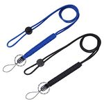 Techion 2 PACK [25 Inches] Strong Paracord Survival Lanyard Necklace with Split Ring & Clip for Keys & ID holders [Quick Release/Easy Disassemble](Blue/Black)