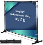 AkTop 10 x 8 ft Heavy Duty Backdrop Banner Stand Kit, Adjustable Photography Step and Repeat Stand for Parties, Portable Trade Show Photo Booth Background with Carrying Bag